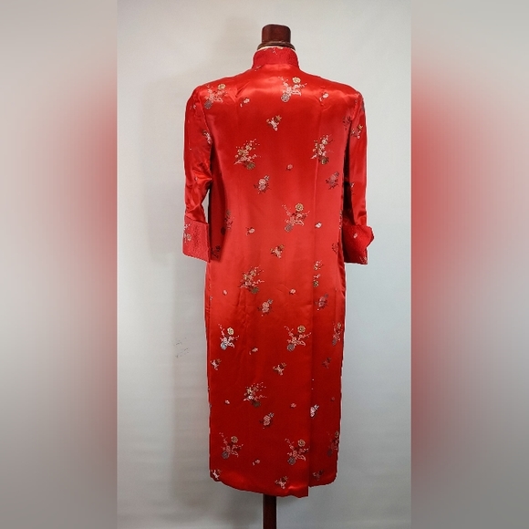 Authentic Vtg Asian Silk 2 Piece Robe & Dress - Picture 6 of 9